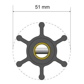 Albin Pump Premium Impeller Kit - 51 x 22 x 12mm - 6 Blade - Pin Insert | 06-01-005