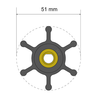 Albin Pump Premium Impeller Kit - 51 x 8 x 22mm - 6 Blade - Single Flat Insert | 06-01-008