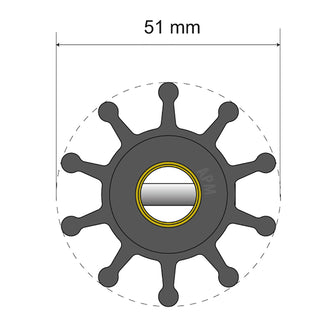 Albin Pump Premium Impeller Kit - 51 x 12.7 x 22mm - 10 Blade - Pin Insert | 06-01-011