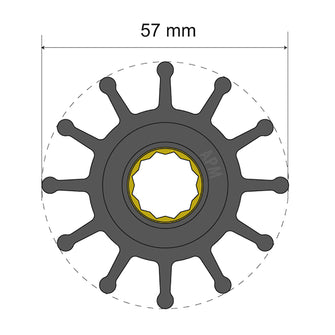 Albin Pump Premium Impeller Kit 57 x 16 x 48.2mm - 12 Blade - Spline Insert | 06-01-014