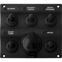 Sea-Dog Nylon Switch Panel - Water Resistant - 5 Toggles w/Power Socket | 424605-1