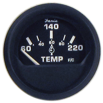 Faria Euro Black 2" Cylinder Head Temperature Gauge (60 to 220&deg; F) with Sender | 12819