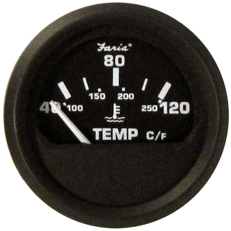 Faria Euro Black 2" Water Temperature Gauge - Metric (40 to 120&deg; C) | 12814