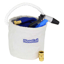 HoseCoil Canvas Bucket w/75 Expandable Hose, Rubber Tip Nozzle & Quick Release | HCE75CB