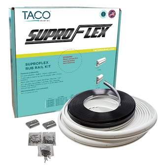 TACO SuproFlex Rub Rail Kit - White with Flex Chrome Insert - 2"H x 1.2"W x 60L | V11-9990WCM60-2