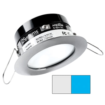 i2Systems Apeiron PRO A503 - 3W Spring Mount Light - Round - Cool White & Blue - Brushed Nickel Finish | A503-41AAG-E