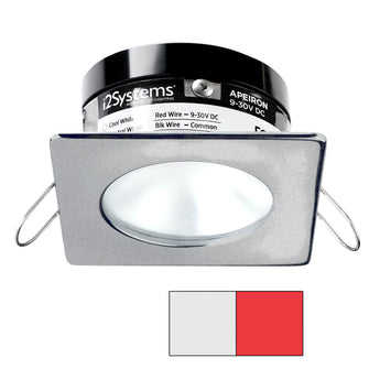 i2Systems Apeiron PRO A503 - 3W Spring Mount Light - Square/Round - Cool White & Red - Brushed Nickel Finish | A503-42AAG-H