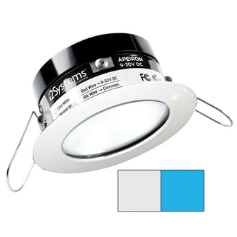 i2Systems Apeiron PRO A503 - 3W Spring Mount Light - Round - Cool White & Blue - White Finish | A503-31AAG-E