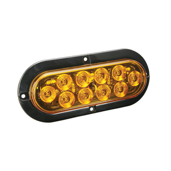 Wesbar LED Waterproof 6" Oval Surface Flange Mount Tail Light - Amber w/Black Flange Base | 40-767758