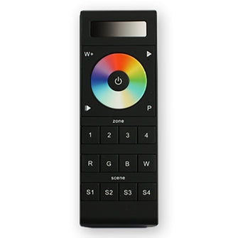 Lunasea RGBW Handheld 4-Zone Controller w/Color Wheel, 4 Memories, Batteries & Holder | LLB-45WG-01-00