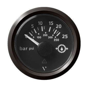 Veratron 52MM (2-1/16") ViewLine Transmission Oil Pressure 25 Bar/350 PSI - Black Dial & Triangular Bezel | A2C59514139