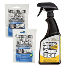 Flitz Stainless Steel & Chrome Cleaner w/Degreaser 16oz Spray Bottle w/2 Stainless Steel Polish/Protectant Towelette Packets | SPO1506SS01301