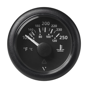 Veratron 52MM (2-1/16") ViewLine Water Temperature Gauge - 100-250&deg;F - Black Dial & Bezel | A2C59514176