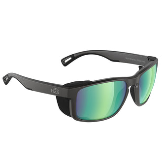 H2Optix Reef Sunglasses Matt Black, Brown Green Flash Mirror Lens Cat. 3 - AntiSalt Coating w/Floatable Cord | H2008