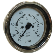 VDO Cockpit Marine 85MM (3-3/8") Pitot Speedometer - 0 to 60 MPH - White Dial/Chrome Bezel | 260-15270