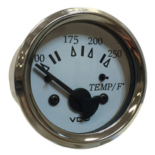 VDO Cockpit Marine 52MM (2-1/16") Water Temp. Gauge - 0-250&deg;F - White Dial/Chrome Bezel | 310-15277