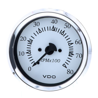 VDO Cockpit Marine 85MM (3-3/8") Outboard Tachometer - White Dial/Chrome Bezel | 333-15275