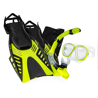 Aqua Leisure Dyna Adult 5-Piece Dive Set - Adult Size M/L Mens 4.5-8.5/Ladies 5.5-9.5 | DPX18230S3M