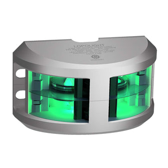 Lopolight Series 200-018 - Double Stacked Navigation Light - 2NM - Vertical Mount - Green - Silver Housing | 200-018G2ST