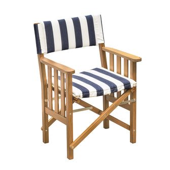 Whitecap Directors Chair II w/Navy & White Cushion - Teak | 61050