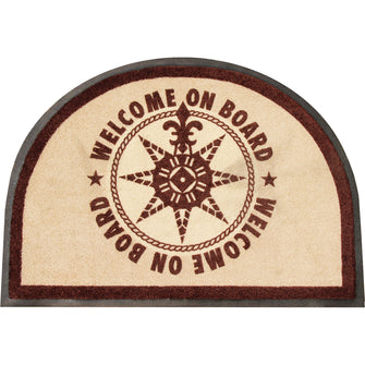 Marine Business Non-Slip WELCOME ON BOARD Half-Moon-Shaped Mat - Brown | 41218