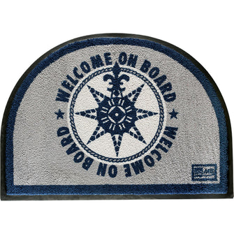 Marine Business Non-Slip WELCOME ON BOARD Half-Moon-Shaped Mat - Blue/Grey | 41220