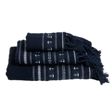 Marine Business Navy/Anchors Towel Set - SANTORINI - Set of 3 | 53102