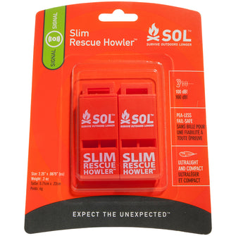 S.O.L. Survive Outdoors Longer Rescue Howler Whistle - 2 Pack | 0140-0010