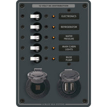 Blue Sea 8120 - 5 Position 12V Panel w/Dual USB & 12V Socket | 8120