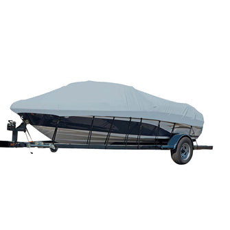 Carver Sun-DURA&reg; Styled-to-Fit Boat Cover f/17.5 Sterndrive V-Hull Runabout Boats (Including Eurostyle) w/Windshield & Hand/Bow Rails - Grey | 77117S-11