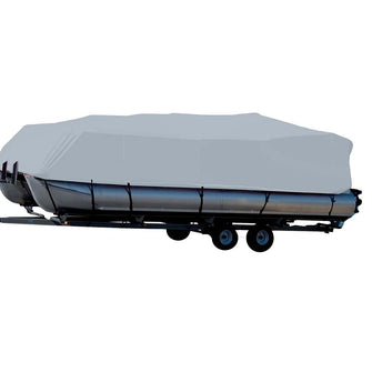 Carver Sun-DURA&reg; Styled-to-Fit Boat Cover f/19.5 Pontoons w/Bimini Top & Rails - Grey | 77519S-11