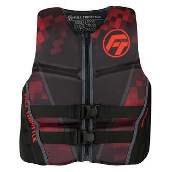 Full Throttle Mens Rapid-Dry Flex-Back Life Jacket - M - Black/Red | 142500-100-030-22