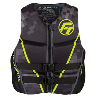 Full Throttle Mens Rapid-Dry Flex-Back Life Jacket - M - Black/Green | 142500-400-030-22