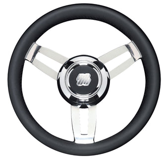 Uflex Morosini 13.8" Steering Wheel - Black Polyurethane w/Stainless Steel Spokes & Chrome Hub | MOROSINI U/CH/B