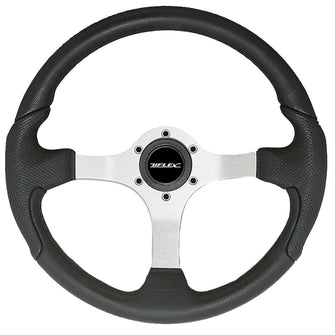 Uflex Nisida Steering Wheel 13.8" - Black Polyurethane Grip w/Black Aluminum Spokes | NISIDA-B/B