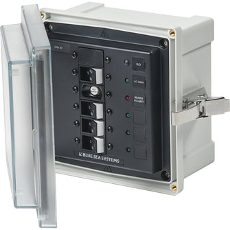 Blue Sea 3128 - SMS Panel Enclosure w/ELCI (30A) & 3 Branch (15A) - 120V AC | 3128