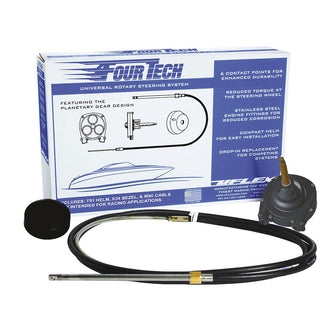 Uflex Fourtech 6 Black Mach Rotary Steering System w/Helm, Bezel & Cable | FOURTECHBLK06