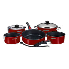 Magma Nestable 10 Piece Induction Non-Stick Enamel Finish Cookware Set - Magma Red | A10-366-MR-2-IN